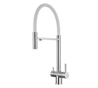 ZYCHSJXA Robinet de Cuisine 3 Voies avec douchette extractible et Robinet d'eau Potable Rotatif à Double Levier, Sortie en Silicone, Design Moderne Blanc, idéal pour la Maison et Le Bureau.