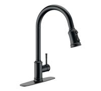 ZYCHSJXA Robinet de Cuisine extractible Noir Mat avec mitigeur Eau Chaude/Froide à capteur, Montage sur comptoir, 13 Trous, Couvercle doré, Design Modern Touch ()