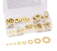 ZYDYRX 180 Pièces Rondelles Plates Laiton Rondelles Plates Métal Jeu Combiné 8 Tailles M2 M2.5 M3 M4 M5 M6 M8 M10 Métal Spacer Joint Anneau Kit Avec Boîte Rangement