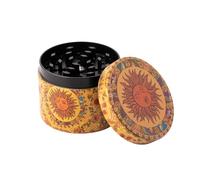 ZYDYRX 50 mm Moulin à Pollen Grinder D'herbes Grinder Vintage Sun Herb Métal pour Épices Herbes Vanille avec Grattoir à Pollen Jaune
