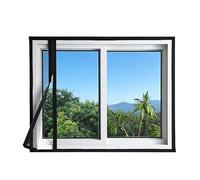 ZYEFGMFRQ 1pc Noir Large 80/85/90/95/100cm moustiquaire de fenêtre Anti-Moustique avec Fermeture éclair Auto-adhésif Invisible Pure(Wide-90cm,High-130cm(Black))