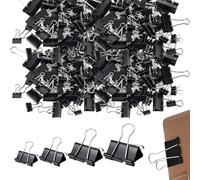 ZYEKIU 180 Pièces Pince à Double Clips Clip Métalliques Repliables Noires | Pinces à Documents Quatre Tailles Différentes (15, 19, 25, 32 MM) Bureau Pince Multiprise pour Documents Feuilles Bureau