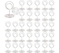 ZYEKIU 30 Pièces Argent Porte Nom Table, Porte Photo Pince, Porte Photo sur Pied, Porte Cartes de Table pour Mariages, Porte Numero de Table, pour Mariage Noël Banquets Fêtes Saint Valentin (Rond)