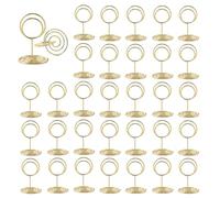 ZYEKIU 30 Pièces Or Porte Nom Table, Porte Photo Pince, Porte Photo sur Pied, Porte Cartes de Table pour Mariages, Porte Numero de Table, pour Mariage Noël Banquets Fêtes Saint Valentin (Rond)