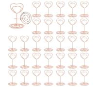 ZYEKIU 30 Pièces Or Rose Porte Nom Table, Porte Photo Pince, Porte Photo sur Pied, Porte Cartes de Table pour Mariages, Porte Numero de Table, pour Banquets Fêtes Saint Valentin (Cœur)