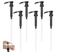 ZYEKIU 6 Pièces Pompe Sirop, Réutilisables Pompe Doseuse, Distributeur Sirop, Tête de Sirop Pompe de Rechange avec Tuyau, Pompe à Sirop Pompe Savon pour Cuisine Salle Bain (Noir)