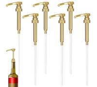 ZYEKIU 6 Pièces Pompe Sirop, Réutilisables Pompe Doseuse, Distributeur Sirop, Tête de Sirop Pompe de Rechange avec Tuyau, Pompe à Sirop Pompe Savon pour Cuisine Salle Bain (Or)