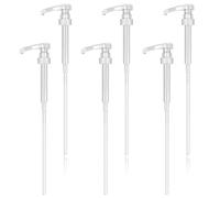 ZYEKIU 6 Pièces Pompe Sirop, Réutilisables Pompe Doseuse, Distributeur Sirop, Tête de Sirop Pompe de Rechange avec Tuyau, Pompe à Sirop Pompe Savon pour Cuisine Salle Bain (Blanc)
