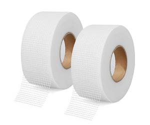 ZYETGH Lot de 2 bandes de joint autocollantes en fibre de verre - 5 cm x 80 m - En fibre de verre - Ruban d'étanchéité - Ruban de couverture des joints - Ruban en fibre de verre pour fissures et trous