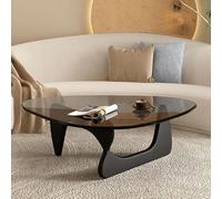 ZYFBD Table Basse Triangulaire en Verre Trempé et Bois - Design Moderne pour Salon - Plateau en Bois Massif - Meuble de Salon (83 * 57 * 40cm)