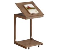 ZYHNNKL Table D'appoint Mobile en Forme de C, Table Support pour Ordinateur Portable à 2 Niveaux de Rangement, Plateau Inclinable, pour Canapé, Salon et Chambre à Coucher(Brown,80cm/31.5in)