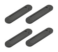 Zyiphor Lot de 4 Poignées de Porte Coulissantes - Ovales Auto-Adhésives en Alliage d’Aluminium, Poignée Baie Vitrée Coulissante Sans Perçage pour Granges/Fenêtres/Armoires (Noir Mat, 14.8cm)