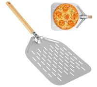 Zyiphor Pelle à Pizza 12 pouces Perforée Professionnelle en Acier Inoxydable, Pelle Pizza avec Poignée en Bois Amovible, pour la Cuisson de Pizzas, Pain, Tartes, Gaufres et Biscuits (40 x 30 cm)