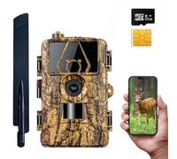 ZYJDGNNY Caméra de chasse 4G LTE avec application de transmission de téléphone portable, 60 MP 8 K, caméra de chasse avec détecteur de mouvement, vision nocturne avec carte SIM, grand angle de 120 °