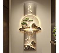 ZykuosDC Décoration murale 3D avec lumière LED, peinture de paysage oriental pour décoration moderne de maison, bureau et chambre à coucher