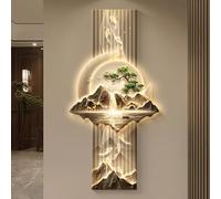 ZykuosDC Décoration murale 3D avec lumière LED, peinture de paysage oriental pour décoration moderne de maison, bureau et chambre à coucher