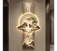 ZykuosDC Décoration murale 3D avec lumière LED, peinture de paysage oriental pour décoration moderne de maison, bureau et chambre à coucher