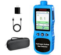 ZYKYCX Moniteur H2S 0-100PPM, Analyseur de Gaz Sulfure d’Hydrogène, Mesureur de Qualité d'air Rechargeable pour Sulfure d'Hydrogène avec Testeur de Température et d'Humidité, Bleu