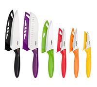 Zyliss E920144 Set de 6 couteaux de cuisine colorés, Acier Inoxydable, Couteaux Chef/Sanok/Universel/d'Office/d'Office dentele/Eplucher, Lavable au Lave-Vaisselle, Garantie 5 ans