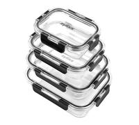 Zyliss E981067 Lot de 4 boîtes de conservation en verre incassable avec couvercle hermétique, passent au micro-ondes, sans BPA, passent au congélateur, au réfrigérateur
