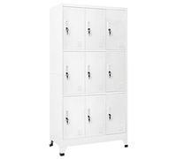 zylophax Armoire à casier en Acier Gris 90x45x180 cm avec 9 Compartiments verrouillables Porte-Carte nom Bureau vestiaire Rangement modulable