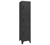 zylophax Armoire à casiers Anthracite en Acier 38x45x180 cm avec 3 Portes verrouillables, Compartiments ventilés, Porte-étiquettes, Meuble Rangement modulable pour Bureau, Atelier, entrée