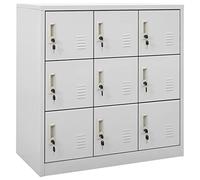 zylophax Armoire à casiers en Acier Gris Clair 90x45x92,5 cm avec 9 Compartiments et serrures, Meuble de Rangement modulable pour Bureau, école, Atelier, entrée, Salon