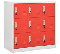 zylophax Armoire à casiers en Acier Gris Clair et Rouge 90x45x92,5 cm avec 9 Compartiments, Serrure sécurisée, Meuble de Rangement modulable pour Bureau, école, Atelier, Salon et entrée