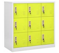zylophax Armoire à casiers en Acier Gris Clair et Vert 90x45x92,5 cm avec 9 Compartiments, Serrure sécurisée, Meuble de Rangement modulable pour Bureau, école, Chambre, Salon et Atelier