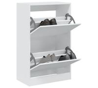 zylophax Armoire à Chaussures Blanc en Bois d'ingénierie 60x34x96,5 cm avec 2 tiroirs rabattables, Meuble de Rangement Compact pour entrée Couloir, étagère casier modulable pour Baskets Bottes Talons