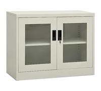 zylophax Armoire de Bureau Gris Clair en Acier 90x40x70 cm avec Serrure et étagère réglable, Meuble Rangement modulable pour Bureau, Salon, Cuisine, entrée