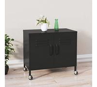 zylophax Armoire de Rangement en Acier Noir 60x35x56 cm avec étagère réglable et 4 Roues freinables, Meuble modulable pour Chambre Salon Bureau Cuisine, Caisson Pratique pour Organiser Espace