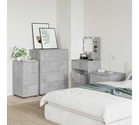 zylophax Armoire de Rangement en Bois d'ingénierie Gris béton 40 x 48 x 81 cm avec 3 tiroirs à roulement à Billes, Meuble modulable pour Chambre Salon Bureau Bureau Cuisine Couloir