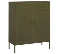 zylophax Armoire de Rangement Vert Olive en Acier 80x35x101,5 cm avec 2 étagères réglables, Compartiments modulables pour Chambre Salon Bureau Cuisine, Meuble Buffet casier Robuste et Fonctionnel