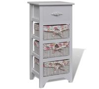 zylophax Armoire en Bois de Paulownia Blanc avec 1 tiroir, 3 paniers, Meuble de Rangement modulable pour Chambre Salon Bureau, Caisson de Rangement Compact et Fonctionnel