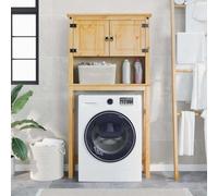 zylophax Armoire pour Machine à Laver Salle de Bain Corona en pin Massif avec 2 Portes, 1 étagère Ouverte, Rangement Suspendu pour buanderie, Meuble Colonne Pratique et Durable