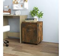 zylophax Armoire roulante chêne fumé en Bois d'ingénierie 45x38x54 cm avec tiroir et Compartiment, Meuble de Rangement Mobile à roulettes verrouillables pour Bureau Salon Cuisine