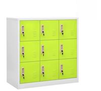zylophax Armoires à casiers 2 pcs Gris Clair et Vert en Acier 90x45x92,5 cm avec 9 Compartiments et serrures, Meuble de Rangement modulable pour Bureau, école, Chambre, Salon
