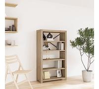 zylophax Bibliothèque 5 Niveaux en Bois d'acacia Massif 80x30x140 cm avec Finition brossée, étagère de Rangement Ouverte pour Salon Bureau Chambre, Meuble rayonnage Pratique et Durable