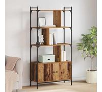 zylophax Bibliothèque 6 Niveaux en Bois d'ingénierie 76,5 x 30 x 154,5 cm avec Porte, Pieds métal Noir, Rangement modulable pour Salon Bureau Chambre, étagère asymétrique