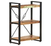 zylophax Bibliothèque à 3 Niveaux en Bois de récupération Massif 60x30x80 cm avec Cadre Acier Enduit de Poudre pour Rangement Livres et Objets décoratifs Salon Bureau Chambre