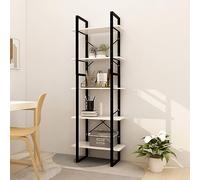 zylophax Bibliothèque à 5 Niveaux Blanche en Bois de pin et métal 60x30x175 cm avec Rangement modulable pour Salon Bureau Chambre, Meuble étagère Robuste et Design Industriel