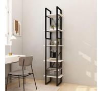 zylophax Bibliothèque à 5 Niveaux en Bois de pin Blanc 40x30x175 cm avec Armoire Haute et Basse, Meuble de Rangement modulable pour Salon Bureau Chambre