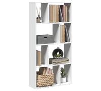 zylophax Bibliothèque Blanc en Bois d'ingénierie 60x20x120,5 cm avec 8 Compartiments modulables, étagère asymétrique pour Rangement Livres, dossiers, Manga, Meuble de Salon ou Bureau