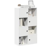 zylophax Bibliothèque Blanc en Bois d'ingénierie 60x24x101,5 cm Armoire de Rangement modulable avec Porte asymétrique, Compartiments Ouverts pour Salon Bureau Chambre
