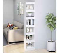 zylophax Bibliothèque Blanche en Bois d'ingénierie 40x30x198 cm, étagère modulable pour Rangement, Meuble rayonnage Polyvalent, cloison de séparation idéale Salon Bureau Chambre