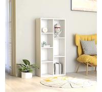zylophax Bibliothèque Blanche en Bois d'ingénierie 50x25x106 cm avec 7 étagères, Meuble de Rangement modulable pour Salon Bureau Chambre Enfant, étagère Murale Pratique et décorative