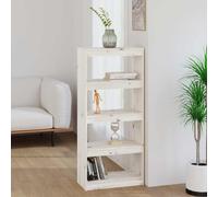 zylophax Bibliothèque Blanche en pin Massif 60x30x135,5 cm Meuble de Rangement avec 4 Compartiments, étagère rayonnage modulable pour Salon Bureau Chambre Couloir