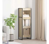 zylophax Bibliothèque Bois d'ingénierie Sonoma 40 x 30 x 121 cm avec Pieds Acier Stable Meuble de Rangement modulable pour Salon Bureau Chambre, étagère compartimentée Ouverte Multifonction