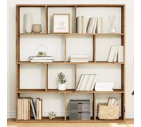 zylophax Bibliothèque chêne Artisanal en Bois d'ingénierie 132x29x141,5 cm avec 12 Compartiments Ouverts, Meuble de Rangement modulable pour Salon Bureau Chambre